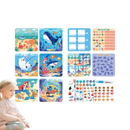 Genérico Watercolor Coloring Book for Kids, Reusable Magic Painting Book Toy, Water Doodle Activity Toy, Fun Learning Art Activity for Toddler Girls and Boys, Children's Educational Creative Toy