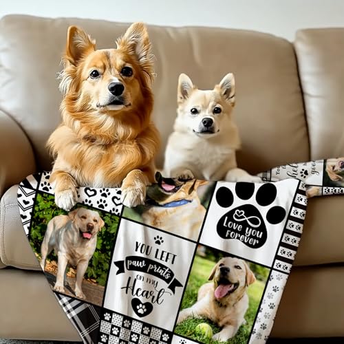NIBESSER Personalisierte Geschenke Hunde Katzen Personalisierte Hundedecke mit Foto Name Kuscheldecke Katzen extra weiche softe Hundedecke für Unterwegs Sofa Bett