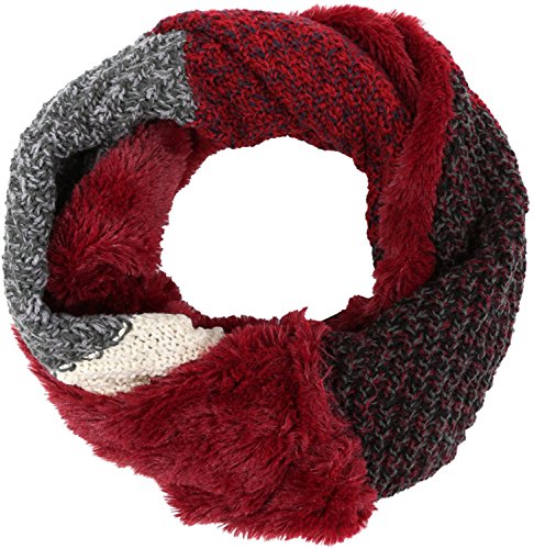 Sakkas Julie Short Wrap Around Two Sided Faux Fur And Ribbed Knit Infinity Scarf