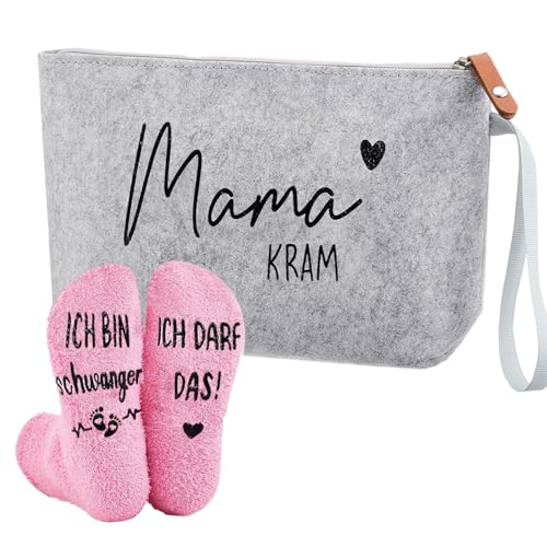 Nueva mamá Cosméticos Bolsa, 2 Piezas Set Futuras Madres Cosméticos Bolsa, Nueva mamá Neceser de Fieltro Set, Embarazada Mujer Cosméticos Bolsa, Embarazo Mujeres Cosméticos Bolsa, para Futura Mama