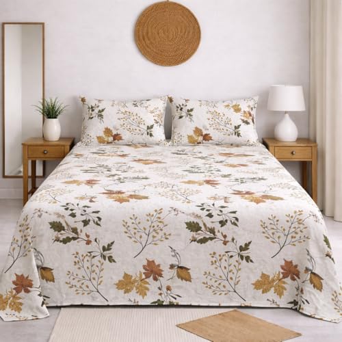 Image of DECORUM Cloud Cotton Double Bedsheet Floral Print with 2 Pillow Covers | 244 TC | Ultra Soft Feel | Premium Comfort | Breathable & Skin Friendly | for Bedroom (90 x 90 Inches)