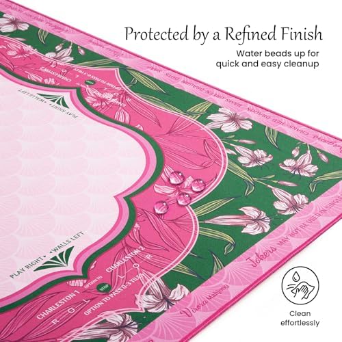 Mahjong Mat for Table, American Mahjong Mat with Rules, 3MM Non-Slip Rubber Noise Reduction Mah Jong Mats, 32.7x32.7in Rolled No Creases Waterproof Table Cloth for Mah Jong & Card Games - 3