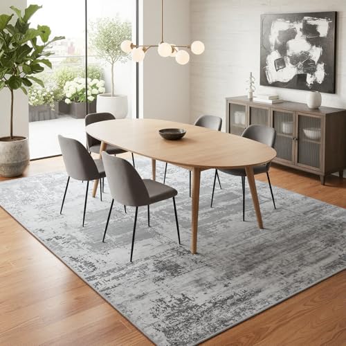 Tapete de sala HOMORE 6x9 gris antideslizante lavable miniatura 2