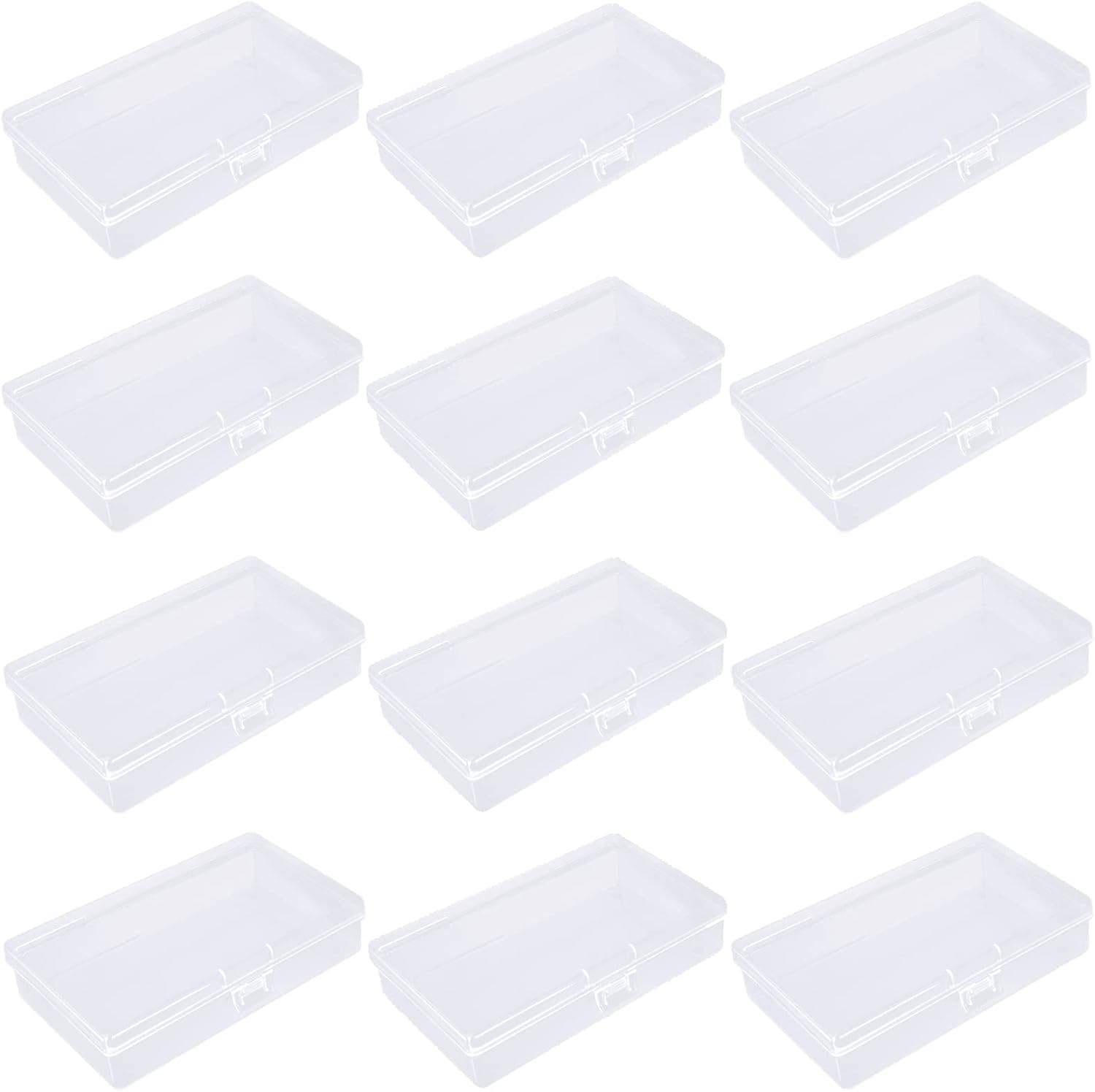DIRBUY 12pcs Small Plastic Rectangular Containers, Clear