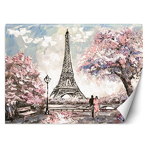 Feeby Wandtapete Fototapete Vlies Paar Von Menschen Aquarell 250x175 cm Rosa Modern Tapete Wohnzimmer Schlafzimmer Paris Eiffelturm