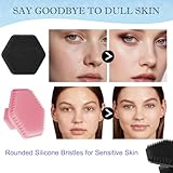 Pink Silicone Facial Cleansing Brush for Men Women - Gentle Exfoliator Pad Manual Scrubber for Shower Bath Skin Beard Accessories - Deep Pore Cleansing Soft Bristles Portable Non-Slip - Image 5