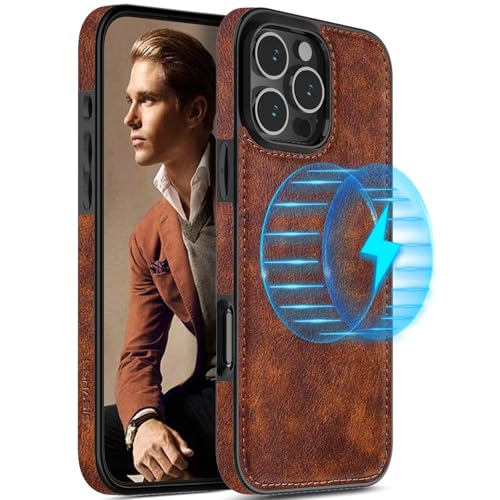 LOHASIC for iPhone 16 Pro Max Leather Case Compatible with MagSafe