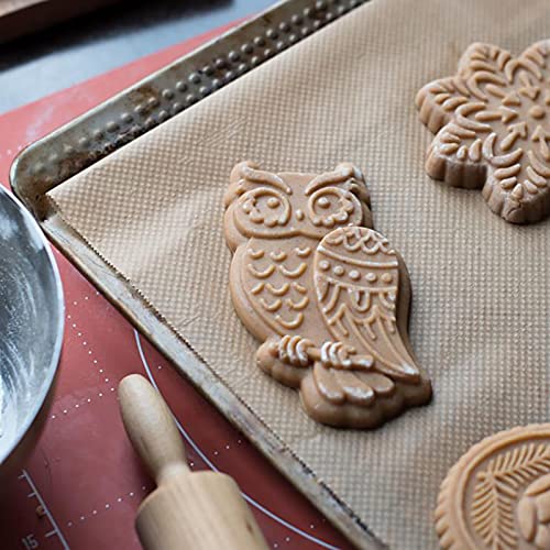 Healt Wooden Animal Cookie Molds, Press Type Cookie Cutter With 3D Squirrel, Owl, Seahorse, Rooster, Rooster,Bird, Fish Design, 4Inch X 4Inch #TOP5