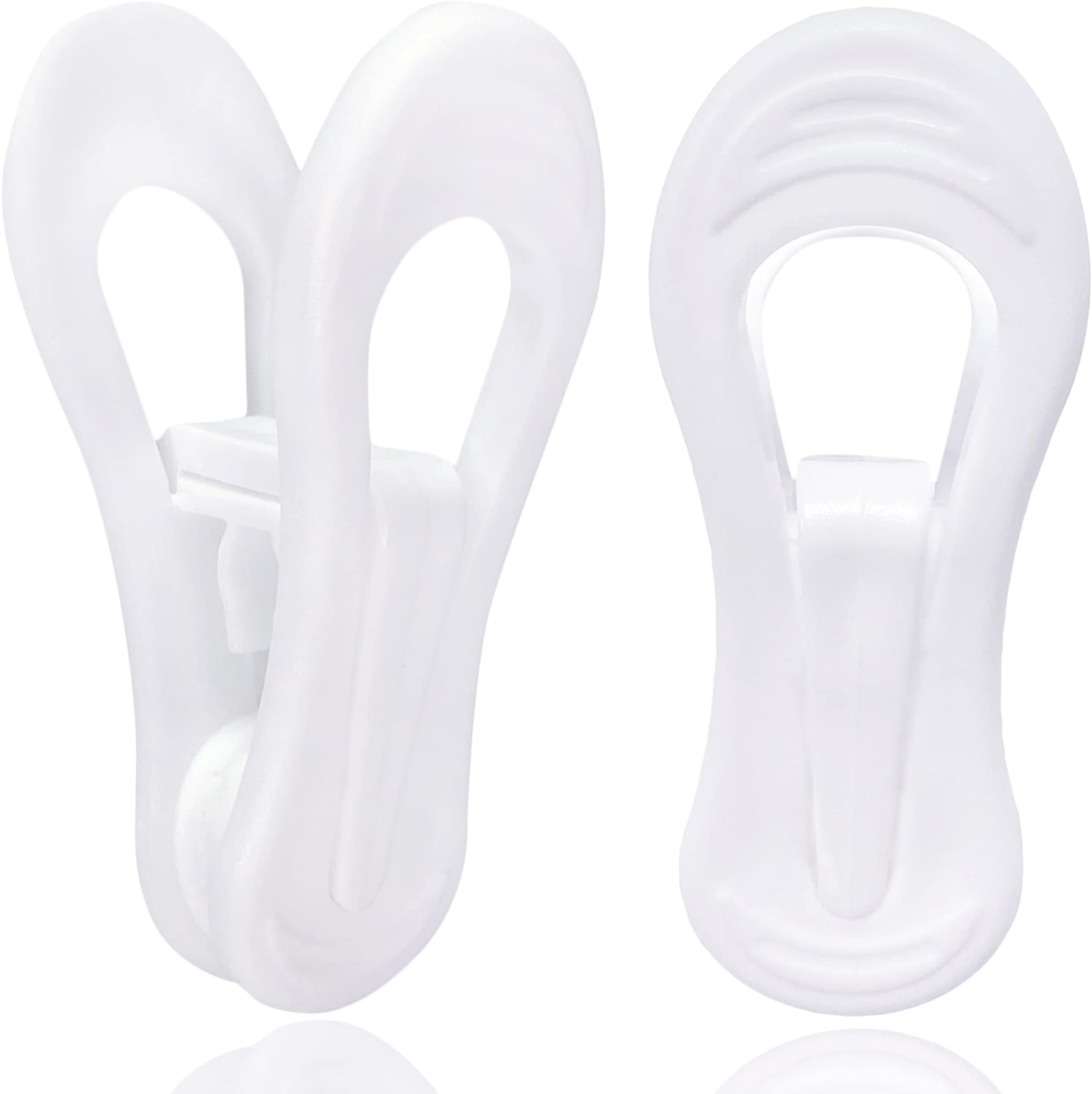 TOFIIGREM White Hanger Clips 50 Pack, Multi-Purpose Plastic Hangers Clips Perfect for Plastic Clothes Hangers, Clothes Pins Finger Clip for Skirt Pants Hangers