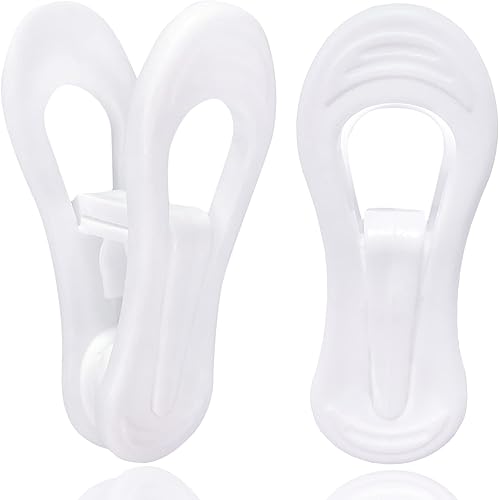 TOFIIGREM Paquete de 50 clips de gancho blancos, clips de plástico fuertes perfectos para perchas de ropa de plástico, clips de dedo multiusos para