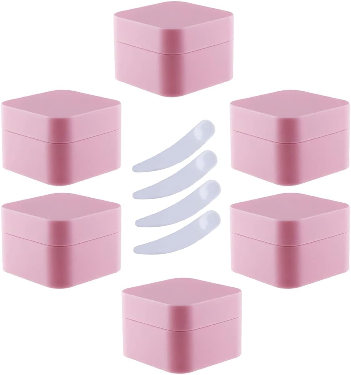 FLYIODFCXV cosmetic jar, Pack of 6,Square Blue Plastic Cream Jars Cosmetic Pots with Inner Liner Containers for Lip Balm, Lotion(Pink,10ml)