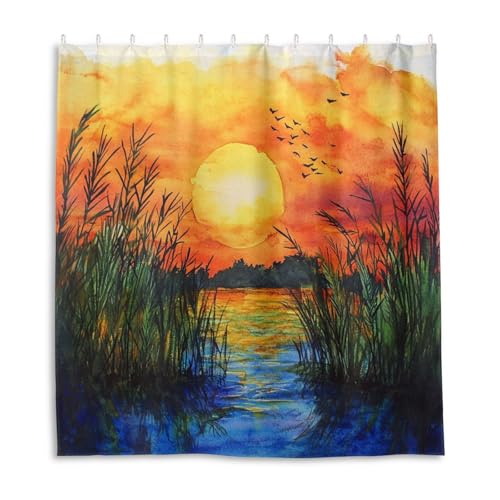 Rideau de douche occidental imperméable polyester lavable en machine 168x183cm avec crochets