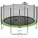 14FT Trampoline with Enclosure, Basketball Hoop and Ladder, Round Basketball Trampoline for Kids, Adults (Green)