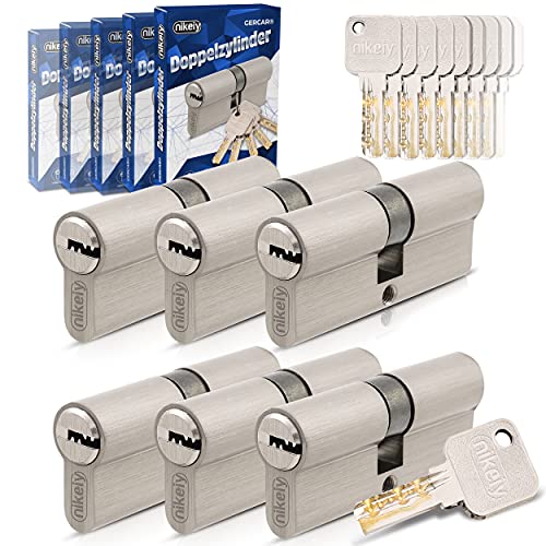 GERCAR Pro - Juego de 6 cilindros de bloqueo (40/40, 6 cilindros de perfil, incluye 30 llaves, 80 mm, 80 mm, latón mate) Cover