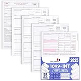 1099 INT Tax Forms 2025 Interest Income Set, 4 Part 25 Pack, Great for QuickBooks and Accounting Software 25 Laser Form Sets for Interest Income, 1099-INT 2025