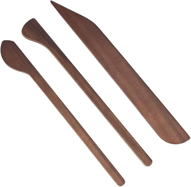 BENECREAT 3 Piezas Herramienta de Modelado de Tallado de Arcilla de Madera, Herramienta de Escultura de Arcilla de Madera, Herramienta de Modelado de Masa de Cerámica de Polímero para Suministros de Tallado de Plastilina de Jabón de Cerámica