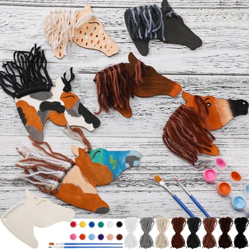 Geelin 24 Pcs Wooden Horse Craft Western Ornament...