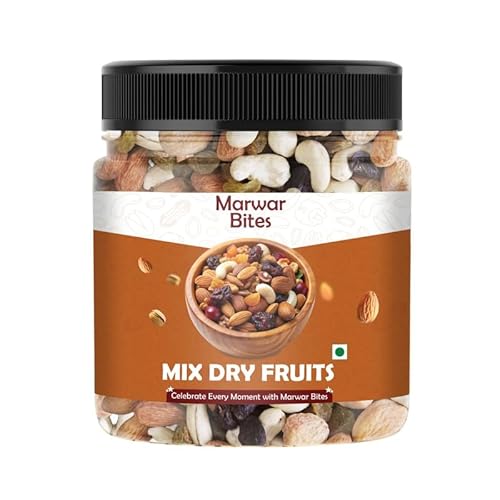 MarwarBites Panchmewa Mix Dry Fruit 900GM | Healthy Mixed Nuts and Seed with Almonds, Cashews, Dates, Pumpkin Seeds, Candied Amla | Reusable Jar Pack