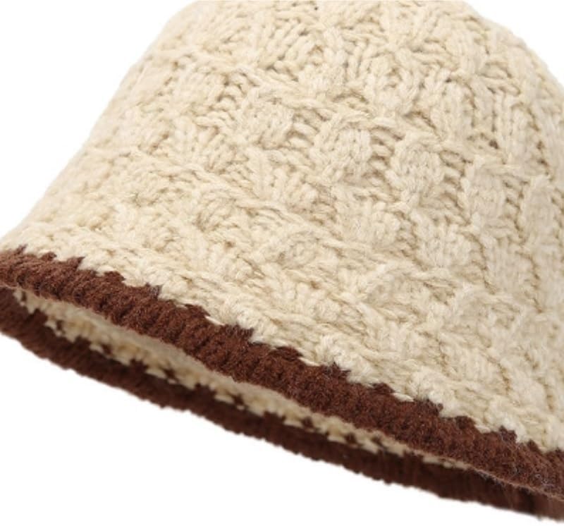 Knitted Large Circumference Bucket Hats Foldable Thickened Bucket Hats Fisherman Hats for Travel Camping