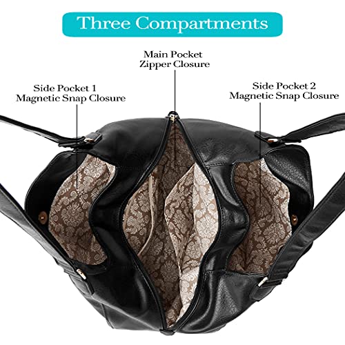 DOURR Women's Multi-pocket Shoulder Bag Fashion Vegan Leather Handbag Tote Purse3