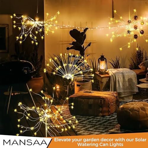 Image of MANSAA M70 Solar Powered Firework Fairy Lights | Dazzling 120 Yellow LED Lights | Waterproof Wonder Solar-Powered Efficiency Dusk to Dawn Auto On /Off Perfect for Patio Paths & Lawns Easy Installation