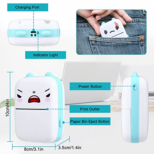 Augot Mini Printer, Bluetooth Pocket Thermal Printer With 11 Rolls Of Thermal Paper, Diy Stickers, Inkless Portable Sticker Printer Compatible With Ios/Android Small Printer For Printing Label Memo #TOP1