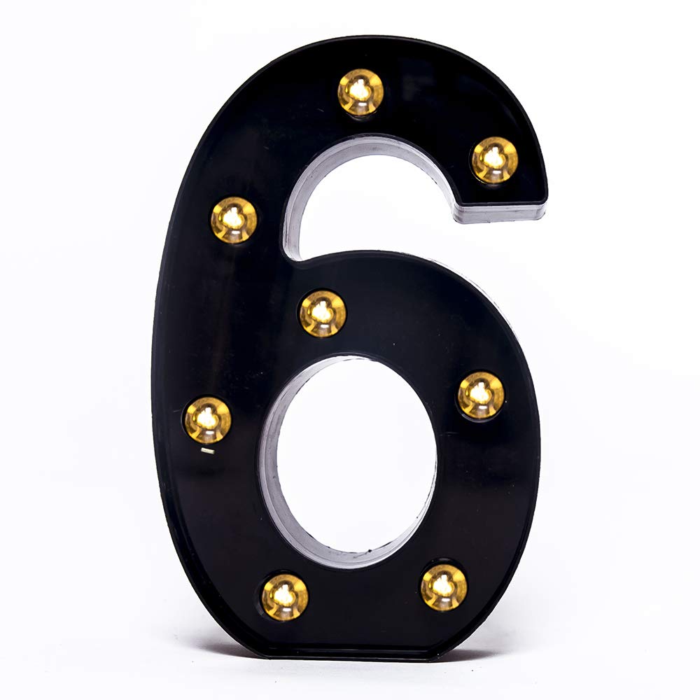 Luce Segno A LED Numero Nero Foaky 24x22x5.5 Cm: Insegna Luminosa Portatile A Batteria Per Decorazione Matrimonio, Compleanno, Festa, Natale - 2