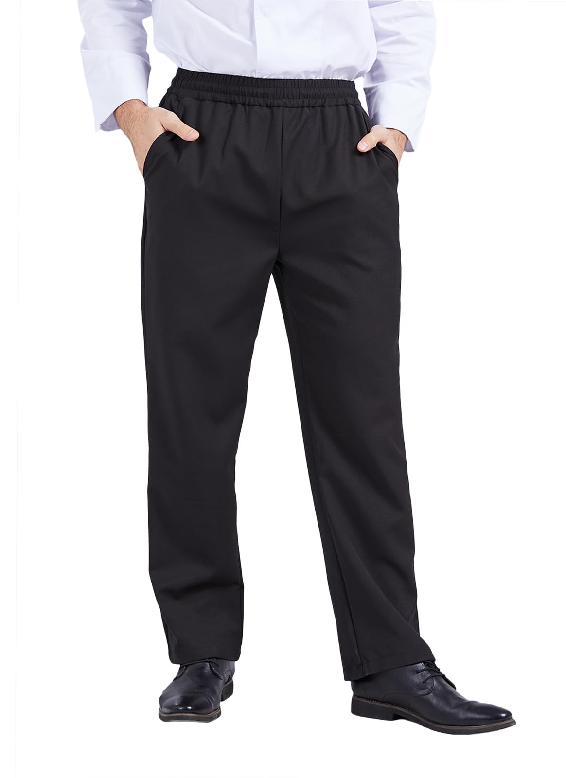 Pants for Kitchen Unisex Black Pants Hotel/Kitchen Uniform Elastic Waist Chef Pants CFM2008