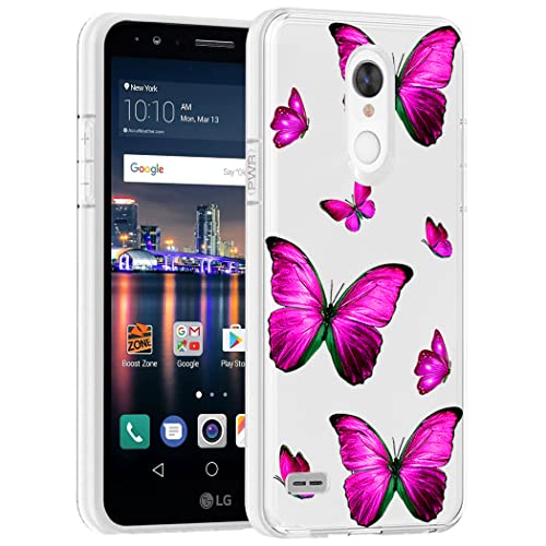 Yerebel Case for LG Stylus 3/Stylo 3/Stylo 3 Plus/LS777 Cute Case, Clear Flexible Bumper TPU Soft Rubber Silicone Cover Phone Case for LG Stylo 3 (Rose Butterfly)