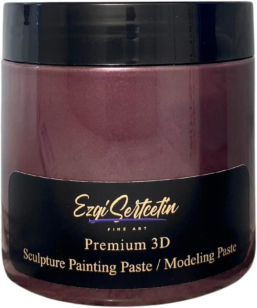 Ezgi Sertcetin3D Sculpture Painting Paste|Modeling Paste|Texture Paste|Decorative Plaster|Ready to Use|Unique Colors|Ideal | 6 oz (Metallic Burgundy)