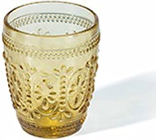 UKKO kubek 300 ml wielokolorowy szklany kubek wytłaczane szklanki do picia woda kubek mleko sok wino kubki na imprezę bar szkło - żółty