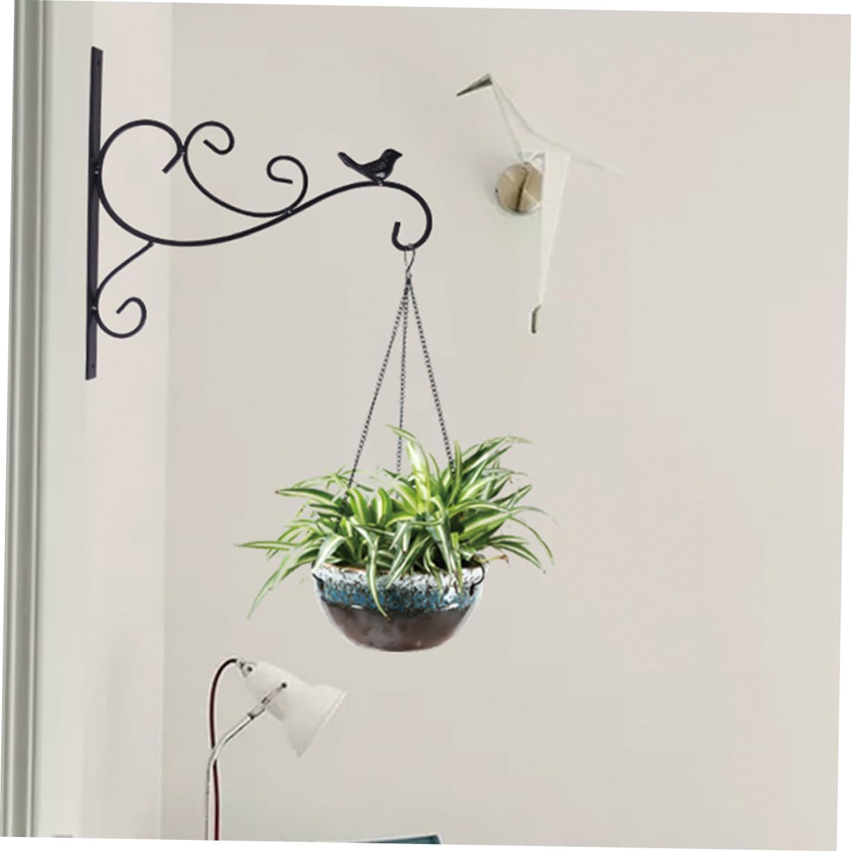 VICASKY 2-Pack European Style Wall Mount Hanging Planter Bracket for Outdoor Plant Baskets Metal Plant Hanger Heavy Duty Support for Garden Decor