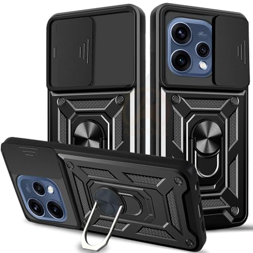 Image of Armor Bumper Back Cover Case for Oppo Reno 15 5G Rotating Camera Cover, Ring Holder & Kickstand | Heavy Duty & 360 Degree Protection Oppo Reno 15 5G Back Cover (Black)