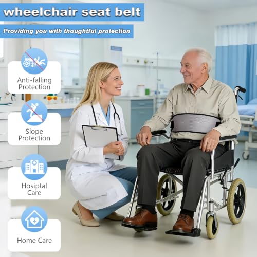 Image of Wheelchair Seatbelt,Wheelchair Harness for Adults,Safety Belt for the Elderly,Adjustable Straps for Dementia Patients Falling Out Prevention,Adults,The Elderly,Pregnant,Paralyzed(Gray)