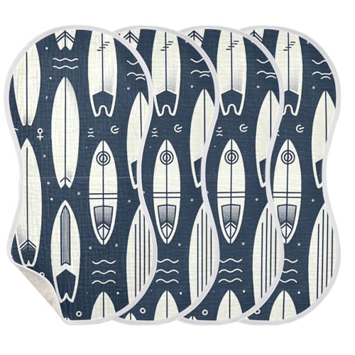 Muslin Burp Cloth for Baby 2PCS Surfboards Super Absorbent Burping Cloths, Bibs for Newborn Boys Girls3