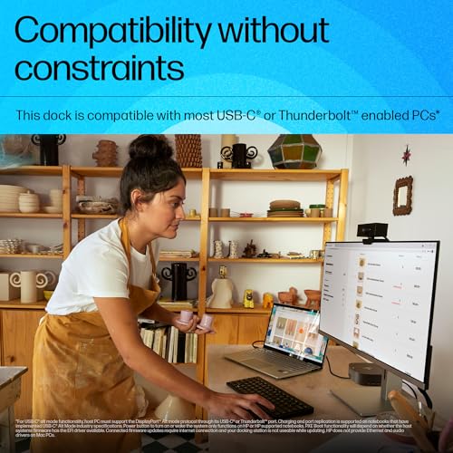 Image of HP USB-C G5 Essential Dock, USB Type-C connectivity, 10 Ports, Universal Compatibility, 65W Power delivery, Single USB-C Cable Setup, Compact Design, 1-Year Warranty, Black, 0.70 kg, 784Q9AA