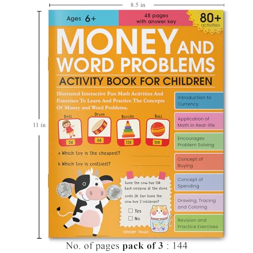 Image of Math Activity Books Bundle 3 - Measurement / Data Handling / Money and Word Problem (Pack of 3 Books)