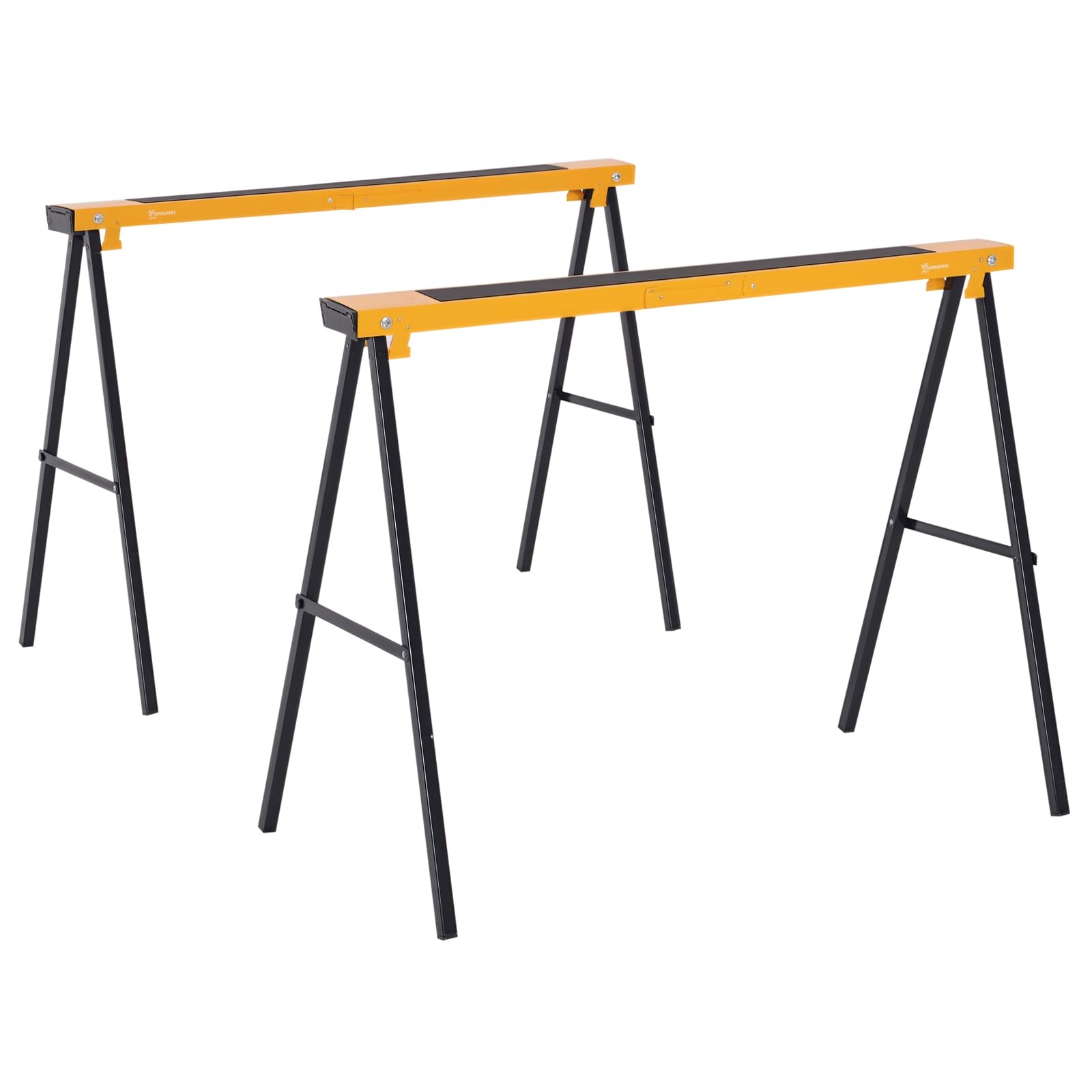 DURHAND Caballete de Sierra con Patas Plegables Metálicos 2 Piezas para Mesa y Trabajo con Asa Almohadilla Antideslizante Carga Máx. 125kg Acero