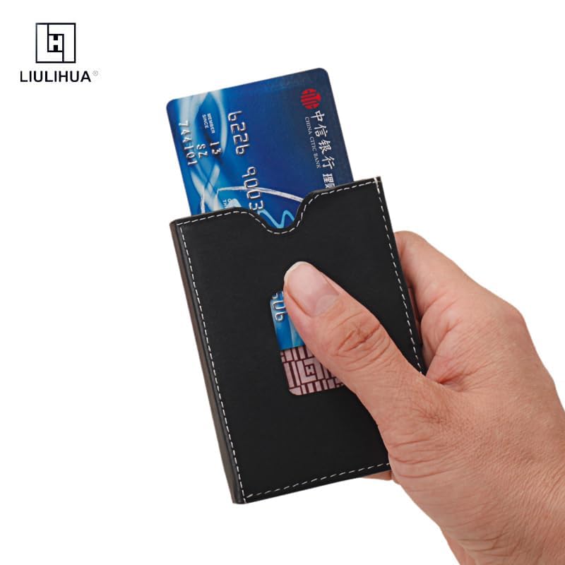 Image of LLH Leather Trifold Wallet - RFID Blocking with Stainless Steel Locking Clip Wallet, Minimalist Front Pocket RFID Blocking Credit Card Holder (green-D)