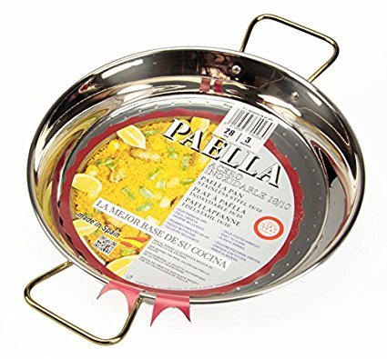 La Ideal Paella sartén de acero inoxidable, plata, 28 cm, 1 unidad