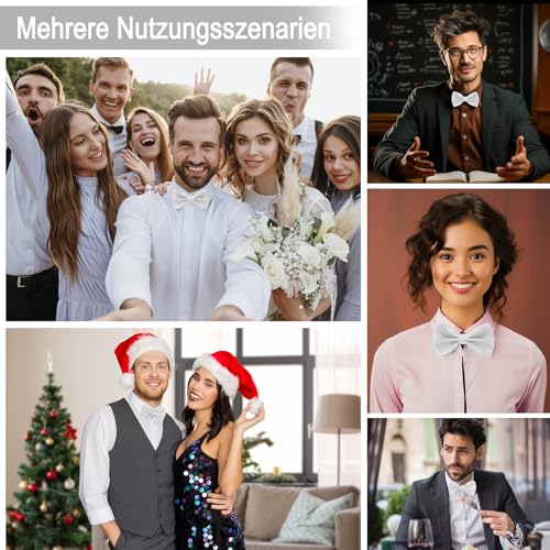 enithElite Fliege Herren,Fliege,Fliegen Für Herren,Fliege Weiß,Weiße Fliege,Fliege Weiss Herren,Beige Fliege Matt,Hundeschleife,Weihnachtsfliege Für Männer,Fliege Comic für Hochzeiten,Glitter Bow Tie