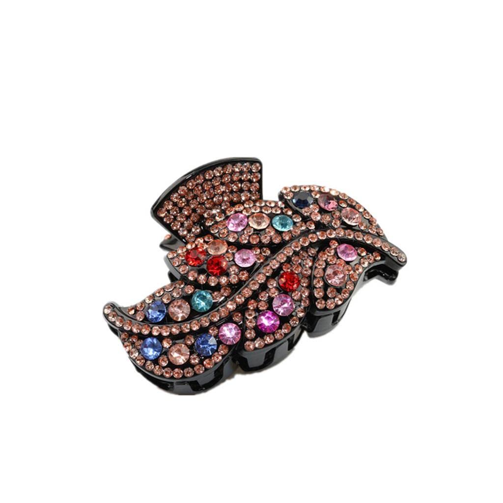 MYADDICTION Leaf Shaped Rhinestone Acrylic Hair Claw Clip Grip Haipin Hairwear Rainbow2 Clothing, Shoes & Accessories | Womens Accessories | Hair Accessories-picture-12