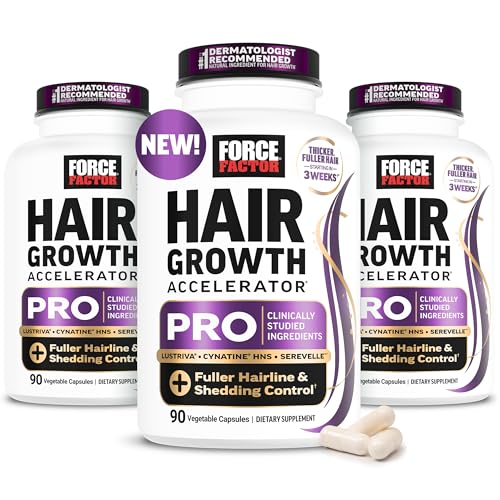 Force Factor Hair Growth Accelerator Pro, Clinically Studied Lustriva, Cynatine HNS, Serevelle & Hair Growth Vitamins, Hair Growth Supplement for Women, Results Starting in 3 Weeks, 90 Capsules