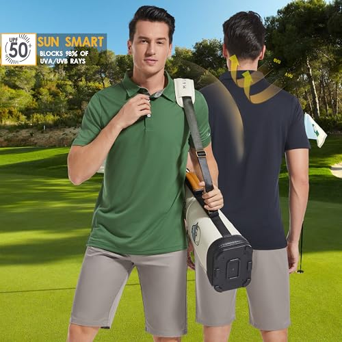 Image of Mens Golf Shirt Short Sleeve Moisture Wicking Dry Fit Performance Solid Pique Collared Golf Polo Shirts for Men