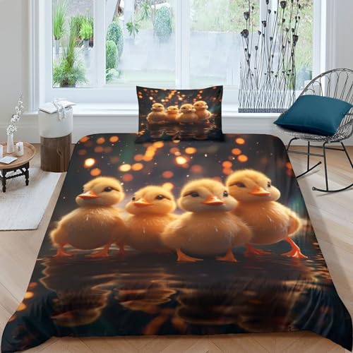 Parure de lit 3D animaux mignons en microfibre supérieure avec fermeture éclair invisible
