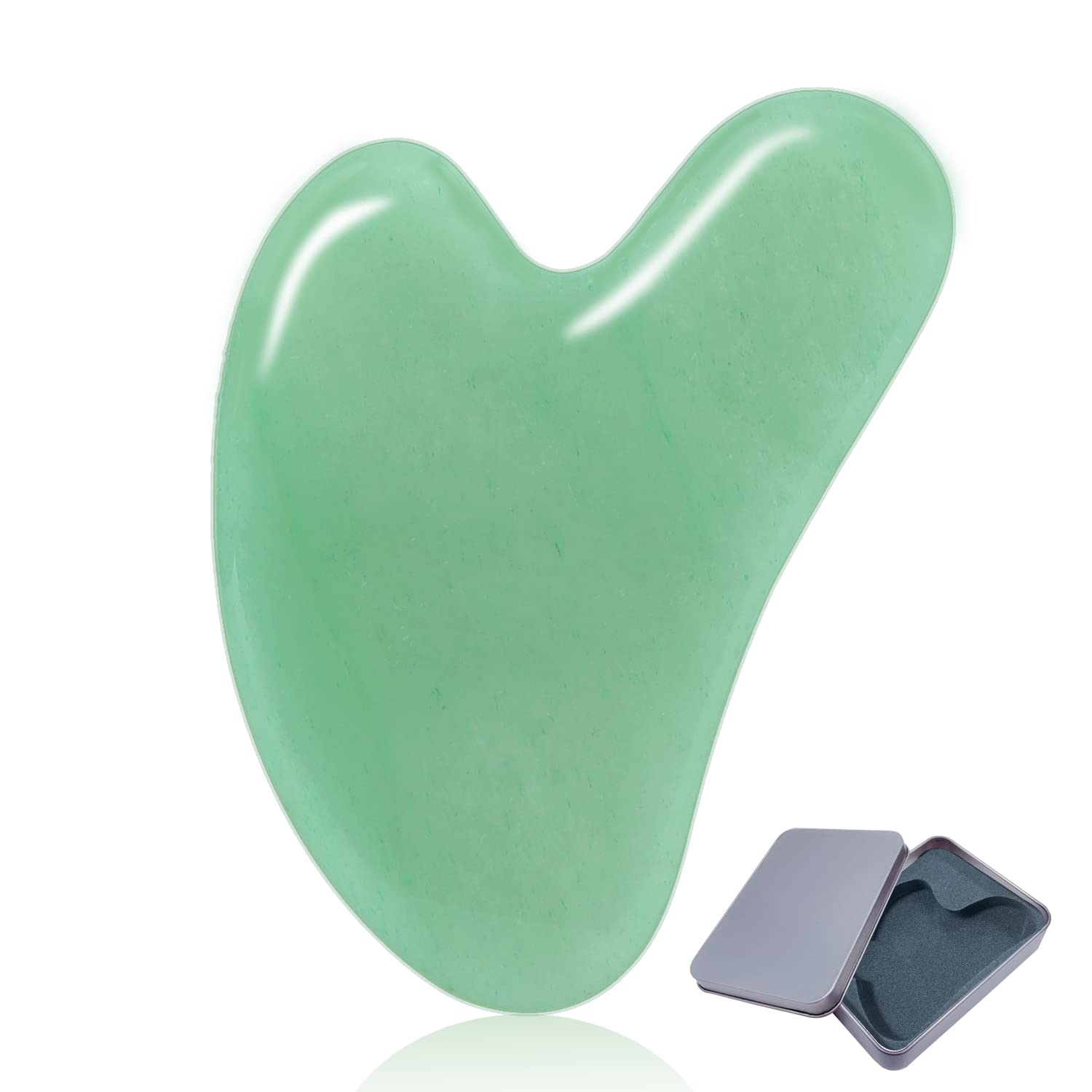 Gua Sha, Gua Sha Facial Tools, Natural Jade Guasha Tool for Face Microcirculation, Removes Toxins, Prevents Wrinkles, Gua Sha Scraping Massage Tool (Green)