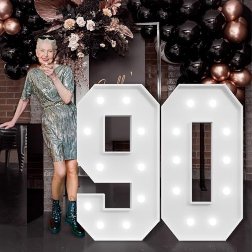 Image of imprsv Marquee Numbers Large 90th-Birthday Decorations: 4ft Light Up Number