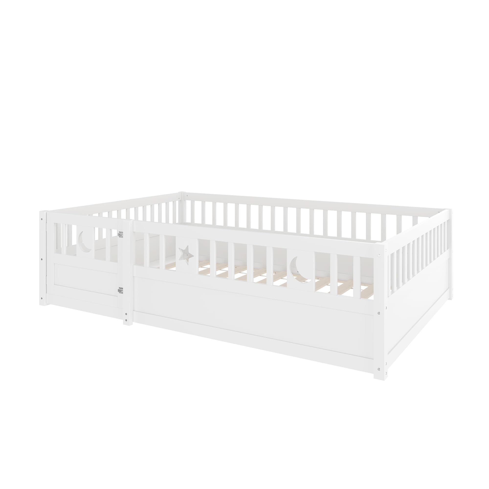 Paneles para cuna 140 x 190 cm con rejilla, estrellas y lunas, blanco
