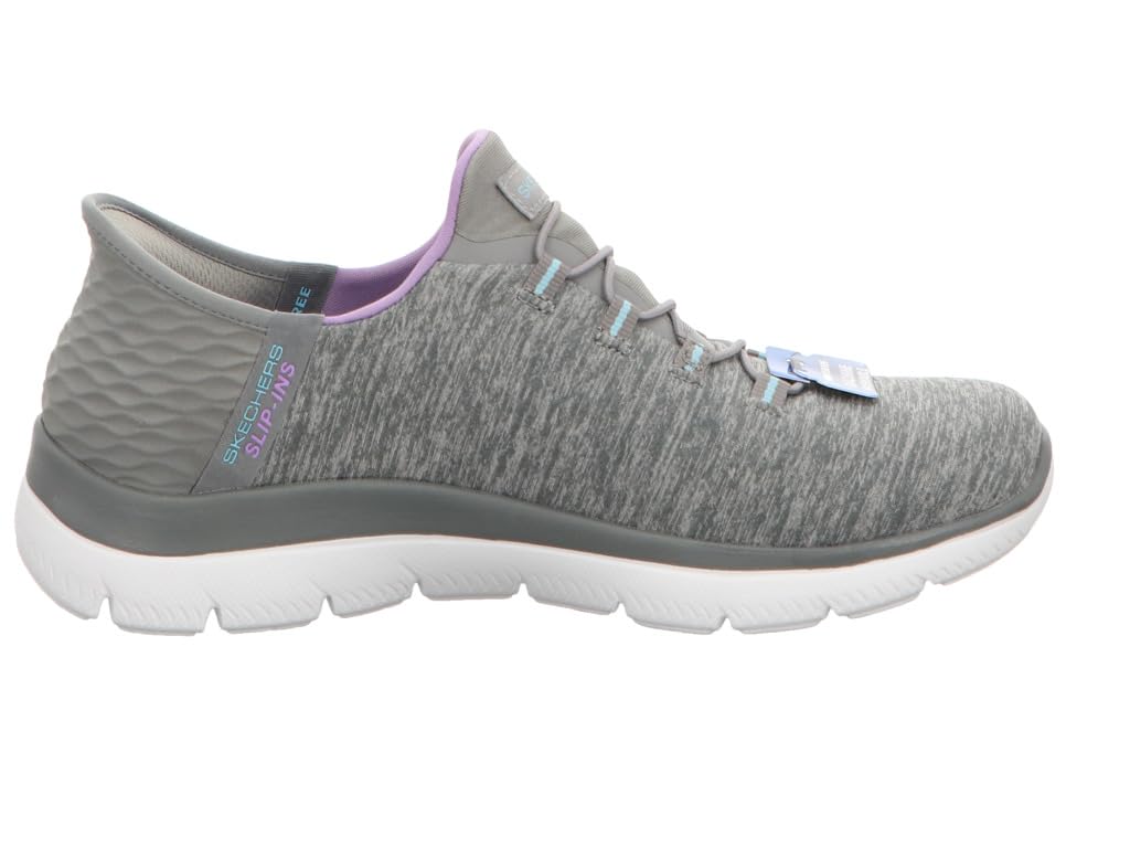 Skechers Women's Summits - Dazzling Haze Hands-Free Slip-Ins - Memory Foam Insole, Heel Pillow, Vegan Materials Sneaker: 7.5 Grey Mint