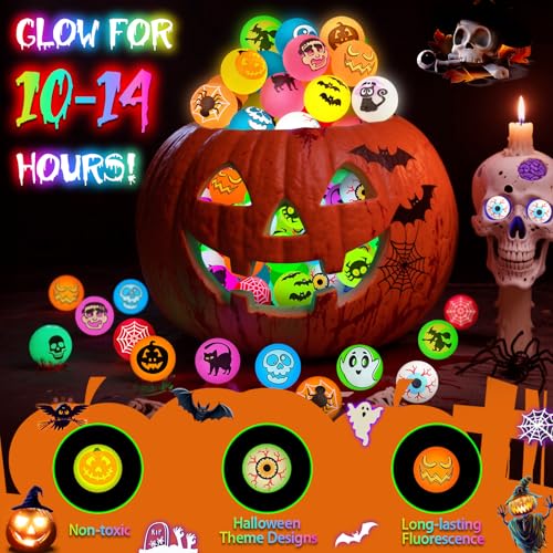 Image of 50 PCS Halloween Party Favors, Halloween Glow in The Dark Bouncy Balls | Trick or Treat Goodie Bag Fillers, Halloween Glowing Bouncy Balls Toys for Halloween Party Supplies, Party Favors